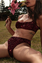 Rolling Vento Bottoms - Burgundy Sequin-Rolling-Pole Junkie