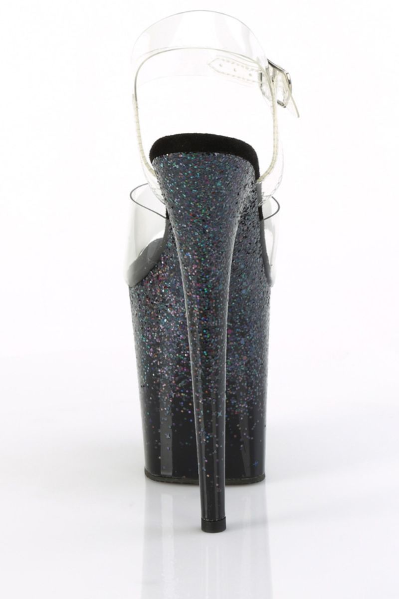 Pleaser USA Flamingo-808SS 8inch Pleasers - Black Glitter-Pleaser USA-Pole Junkie