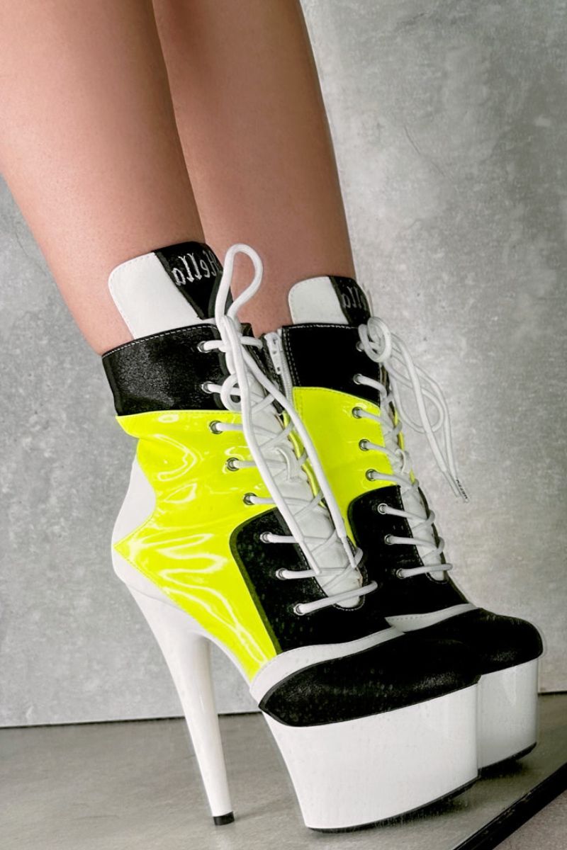 Hella Heels EmpireKicks Low Sneaker 7inch Boots - Atomic Neon Yellow-Hella Heels-Pole Junkie
