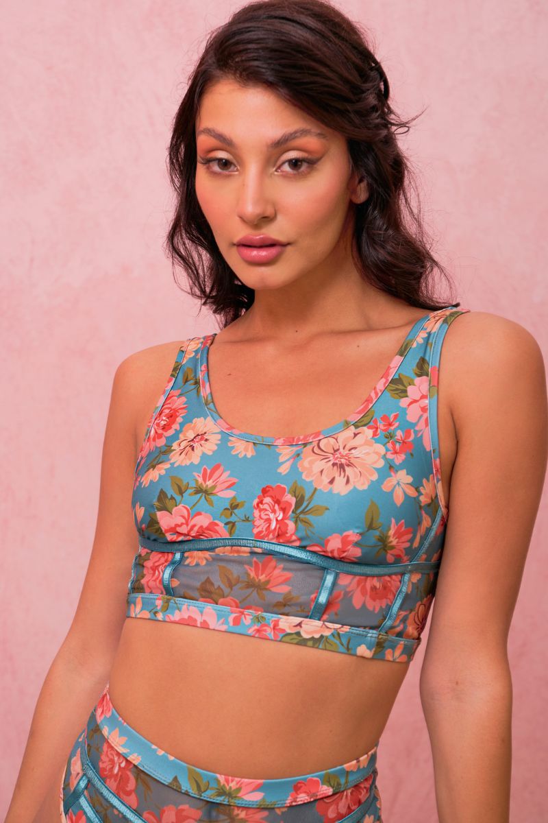 RAD Paradiso Destino Top - Teal Floral-RAD-Pole Junkie