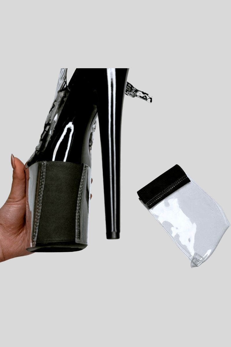 Hella Heels Stiletto Open Toe 8inch Shoe Protectors Clear