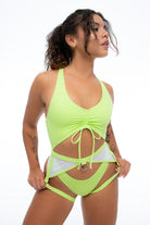 Nona Perkasa Hotline Garter Belt - Apple Green/White-Nona Perkasa-Pole Junkie