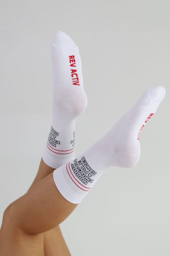 REV ACTIV Nobody Knows I'm a Poledancer Socks - White