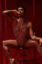 Rolling Vertigo Bodysuit - Beige/Cherry-Rolling-Pole Junkie