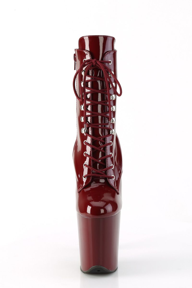 Pleaser USA Flamingo-1020 8inch Pleaser Boots - Patent Burgundy-Pleaser USA-Pole Junkie
