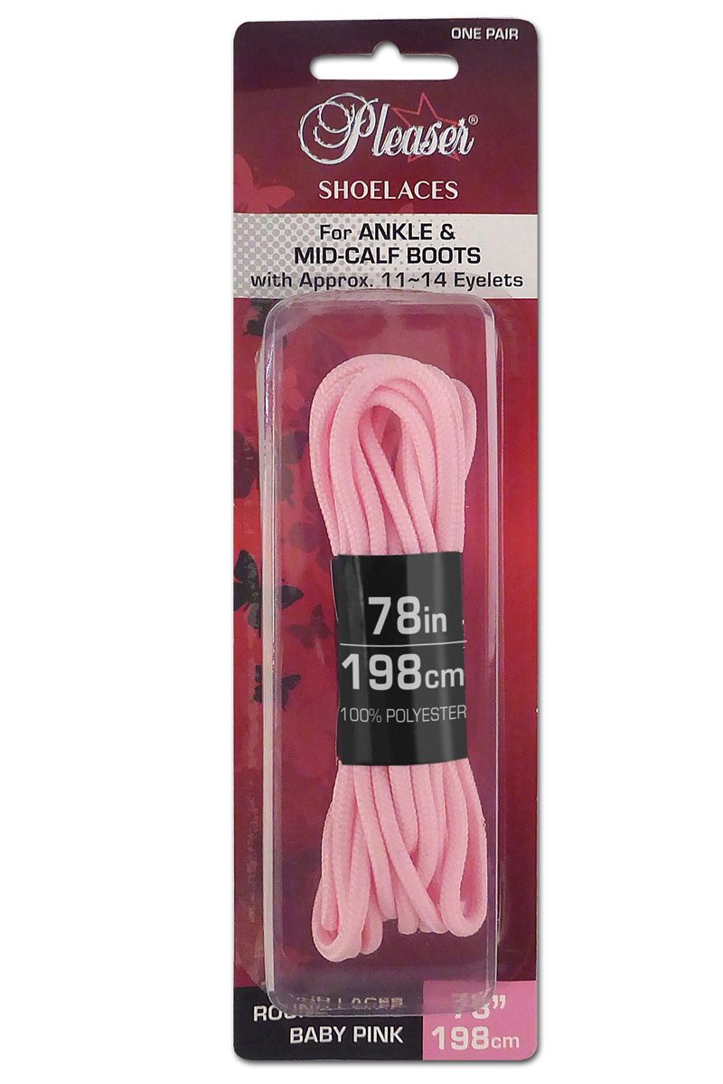 Pleaser USA Ankle Boot Shoe Laces - Baby Pink-Pleaser USA-Pole Junkie