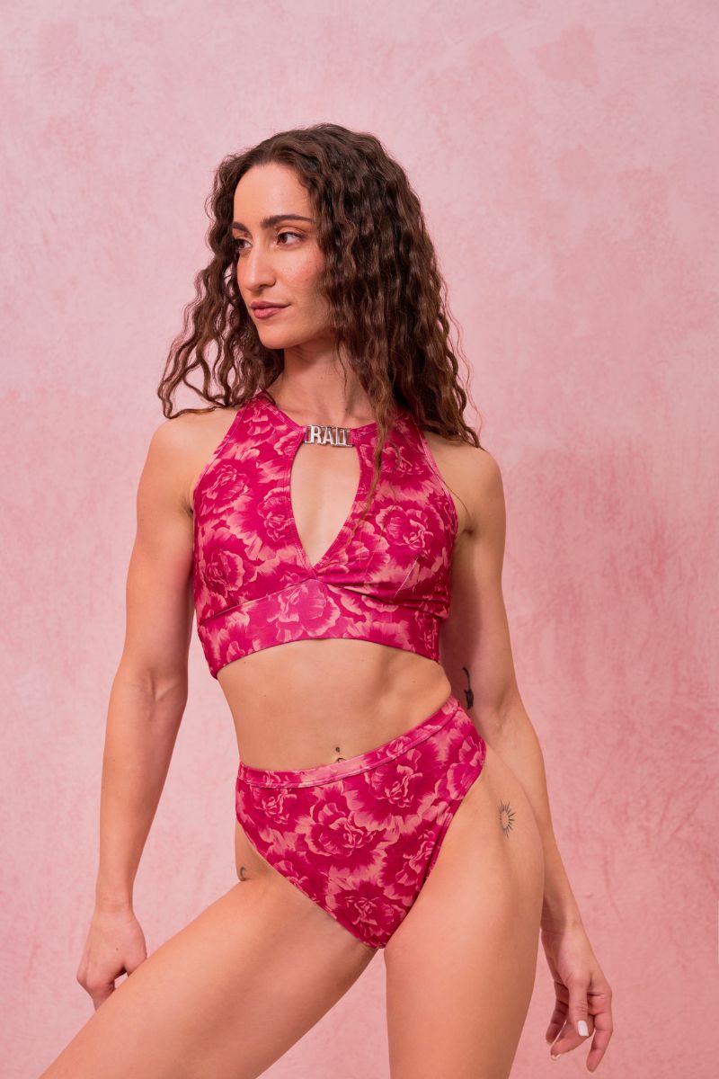 RAD Paradiso Chandra Top - Floral Fuchsia-RAD-Pole Junkie