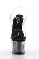 Pleaser USA Adore-708G Glitter Filled 7inch Pleasers - Black-Pleaser USA-Pole Junkie