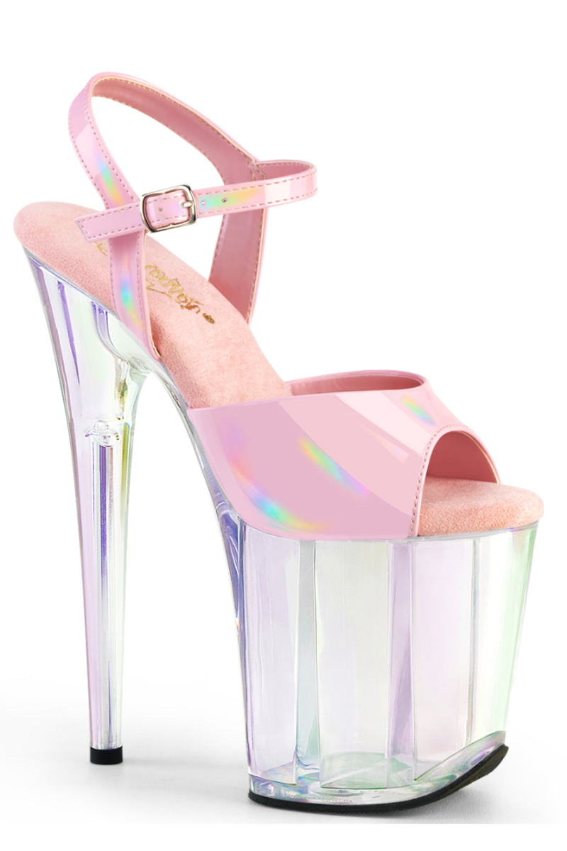 Pleaser USA Flamingo-809HT 8inch Pleasers - Holographic Baby Pink