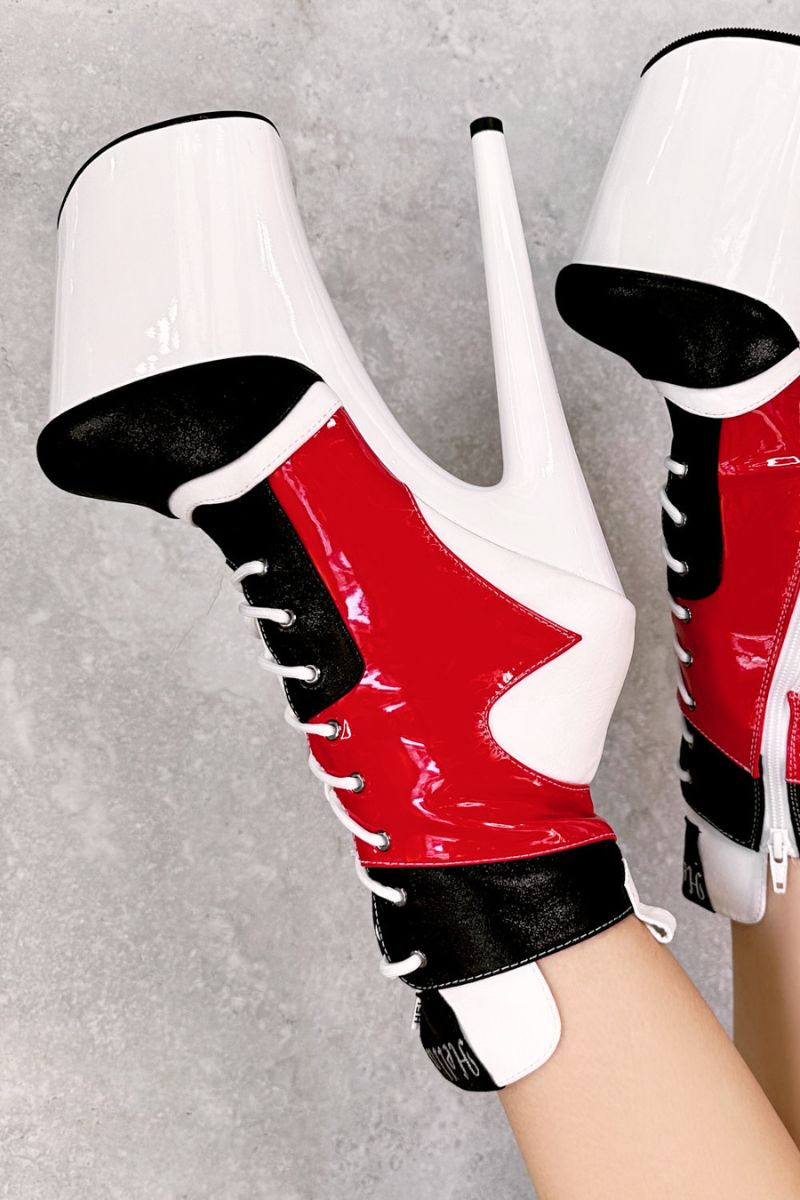 Hella Heels EmpireKicks 8inch Boots - Atomic Red-Hella Heels-Pole Junkie