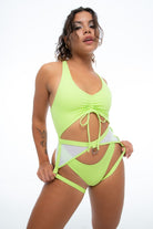 Nona Perkasa Hotline Garter Belt - Apple Green/White-Nona Perkasa-Pole Junkie