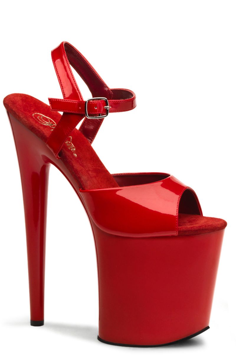 Pleaser USA Flamingo-809 8inch Pleasers - Patent Red