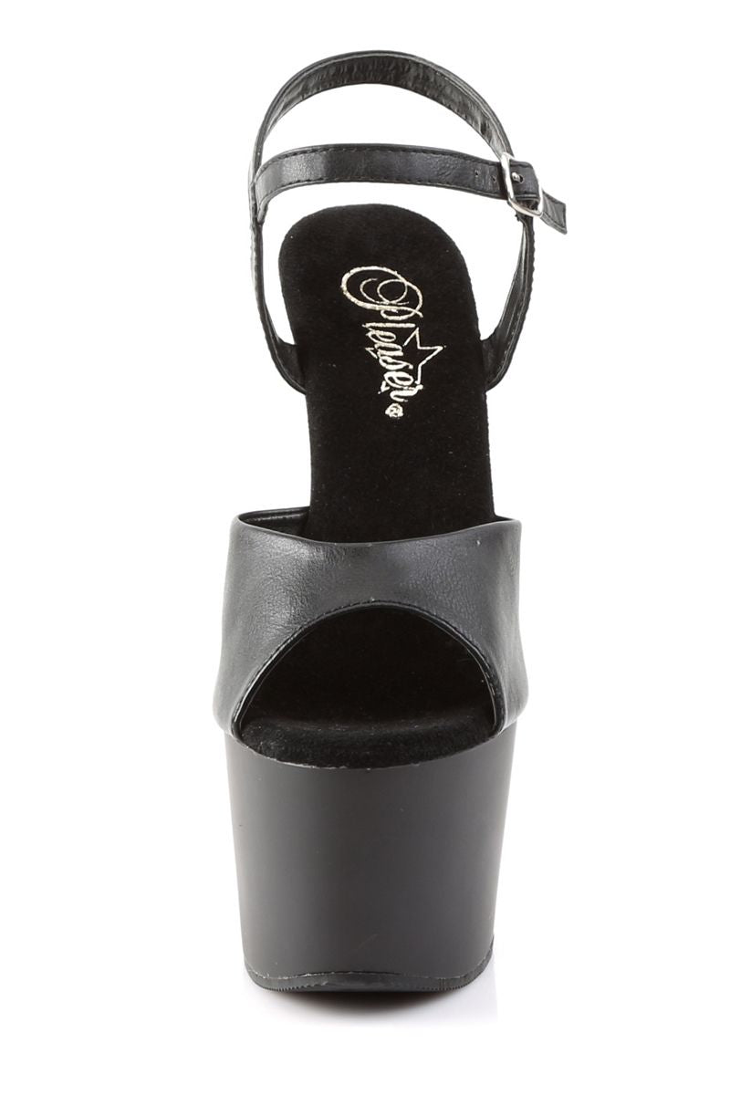 Pleaser USA Adore-709 Faux Leather 7inch Pleasers - Matte Black-Pleaser USA-Pole Junkie
