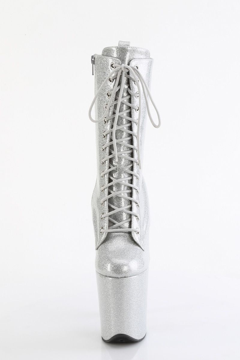 Pleaser USA Flamingo-1040GP 8inch Pleaser Boots - Silver Glitter-Pleaser USA-Pole Junkie