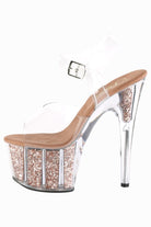 Pleaser USA Adore-708G Glitter Filled 7inch Pleasers - Rose Gold-Pleaser USA-Pole Junkie