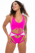 Nona Perkasa Hotline Garter Belt - Hot Pink/White-Nona Perkasa-Pole Junkie