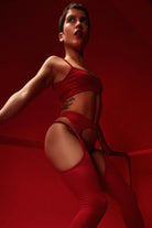 Rolling Peek-a-boo Tights - Red (3 Sizes Available)-Rolling-Pole Junkie
