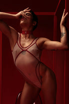 Rolling Vertigo Bodysuit - Beige/Cherry-Rolling-Pole Junkie