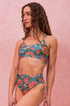 RAD Paradiso Divina Top - Teal Floral-RAD-Pole Junkie