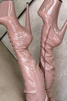 Hella Heels LipKit Thigh High Front Lace 8inch Boots - Boujee-Hella Heels-Pole Junkie