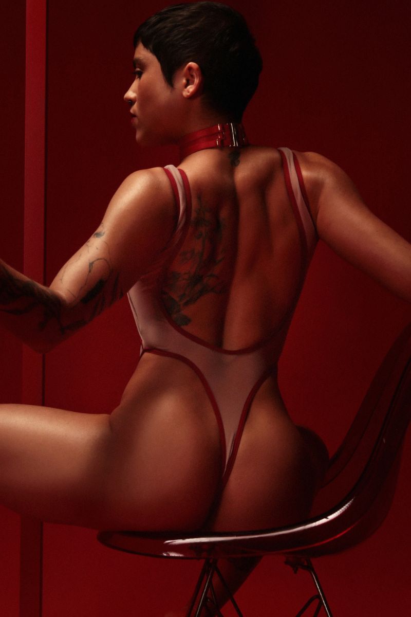 Rolling Vertigo Bodysuit - Beige/Cherry-Rolling-Pole Junkie