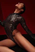 Rolling Cindy Bodysuit - Silver Sequin-Rolling-Pole Junkie