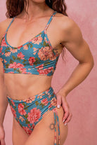 RAD Paradiso Divina Top - Teal Floral-RAD-Pole Junkie