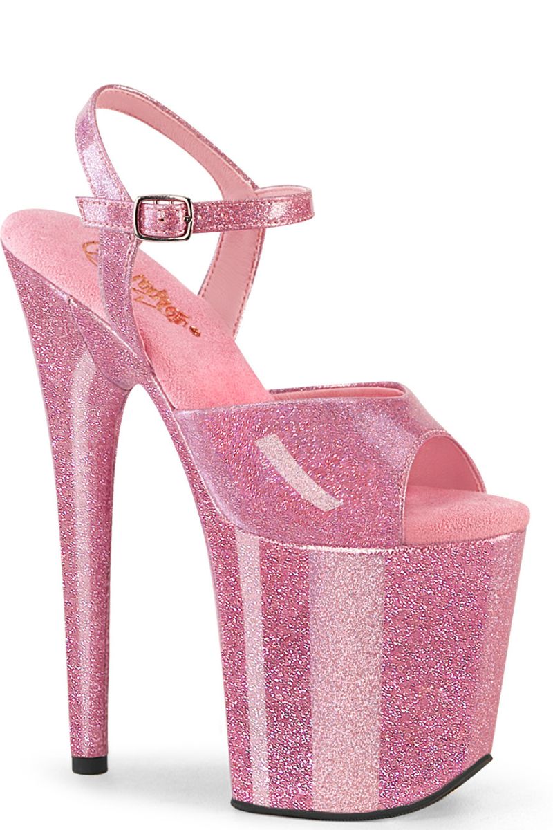 Pleaser USA Flamingo-809GP 8inch Pleasers - Baby Pink Glitter