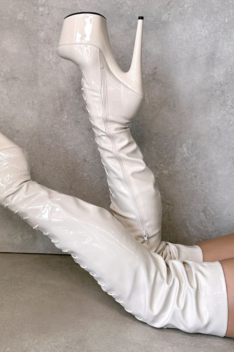 White Thigh High Boots Pinterest Hella Heels LipKit Thigh High