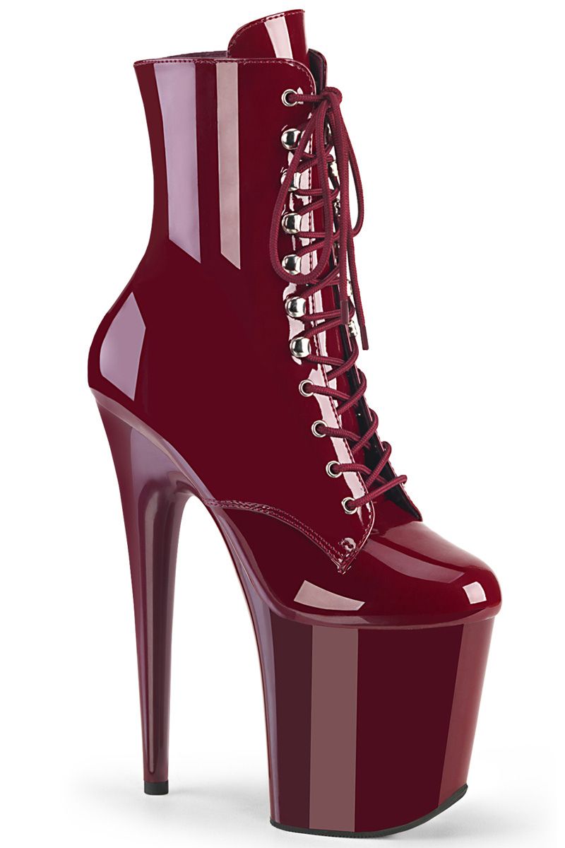 Pleaser USA Flamingo-1020 8inch Pleaser Boots - Patent Burgundy