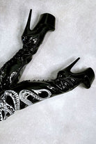 Hella Heels Thicc Thigh High 7inch Boots - Black/White Snake-Hella Heels-Pole Junkie