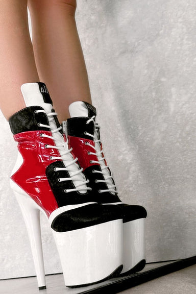 Hella Heels EmpireKicks 8inch Boots - Atomic Red-Hella Heels-Pole Junkie