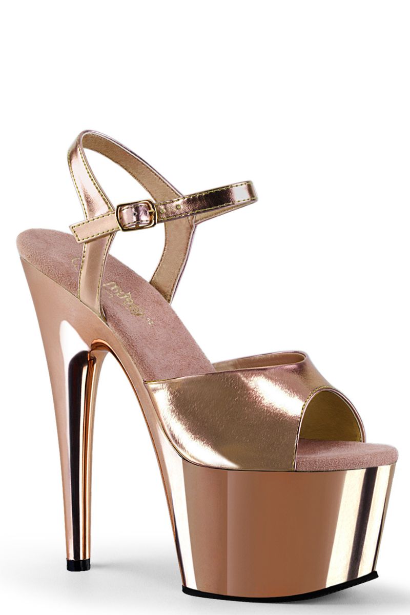 Pleaser USA Adore-709 7inch Pleasers - Metallic Rose Gold