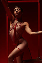 Rolling Vertigo Bodysuit - Beige/Cherry-Rolling-Pole Junkie