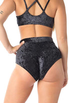 Dragonfly Lola High-Waisted Shorts - Velvet Black-Dragonfly-Pole Junkie