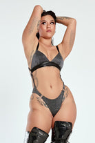 CXIX Aphrodite Sparkle Bodysuit - Black with Silver Sparkle-Creatures of XIX-Pole Junkie