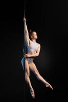 Hamade Activewear High Scoop Neck Crop Top - Light Grey-Hamade Activewear-Pole Junkie