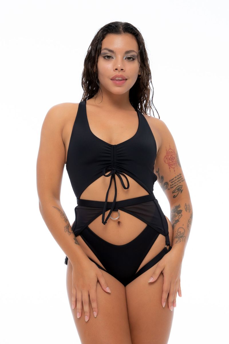 Nona Perkasa Hotline Garter Belt - Black-Nona Perkasa-Pole Junkie