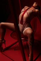 Rolling Vertigo Bodysuit - Beige/Cherry-Rolling-Pole Junkie