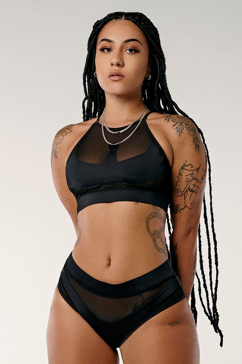 CXIX I S I S Halter Top - Black with Black Mesh-Creatures of XIX-Pole Junkie