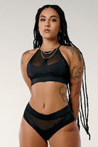 CXIX I S I S High Waisted Bottoms - Black with Black Mesh-Creatures of XIX-Pole Junkie