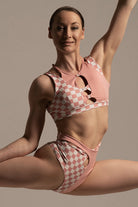 Hamade Activewear Patchwork Bottoms - Checkered Light Pink-Hamade Activewear-Pole Junkie