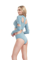 Hamade Activewear Scoop Neck Long Sleeve Top - Light Blue-Hamade Activewear-Pole Junkie