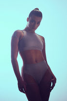 Hamade Activewear High Scoop Neck Crop Top - Light Grey-Hamade Activewear-Pole Junkie