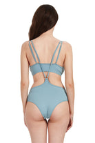 Hamade Activewear Neck Ring High Waisted Bottoms - Light Blue-Hamade Activewear-Pole Junkie