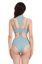 Hamade Activewear Neck Ring High Waisted Bottoms - Light Blue-Hamade Activewear-Pole Junkie