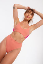 Nona Perkasa Night Lily Top - Coral Pink/Fuschia-Nona Perkasa-Pole Junkie