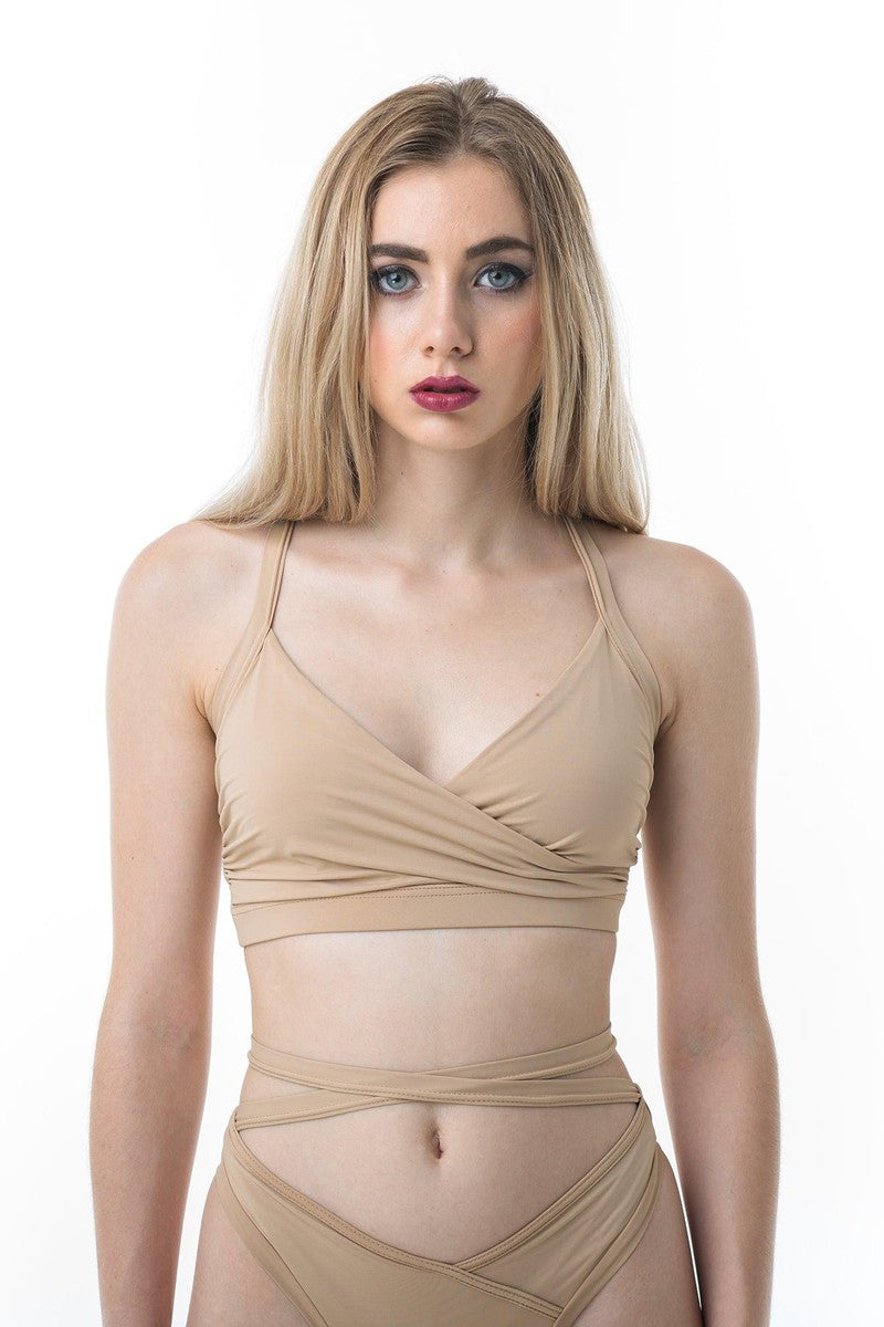 Poledancerka Cross Wrap Top - Nude 01-Poledancerka-Pole Junkie