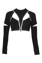 Hamade Activewear Scoop Neck Long Sleeve Top - Black/White Binding-Hamade Activewear-Pole Junkie