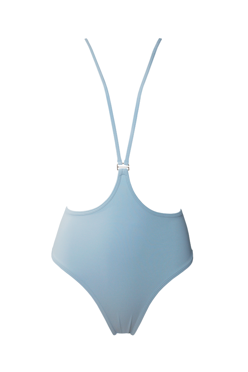 Hamade Activewear Neck Ring High Waisted Bottoms - Light Blue-Hamade Activewear-Pole Junkie